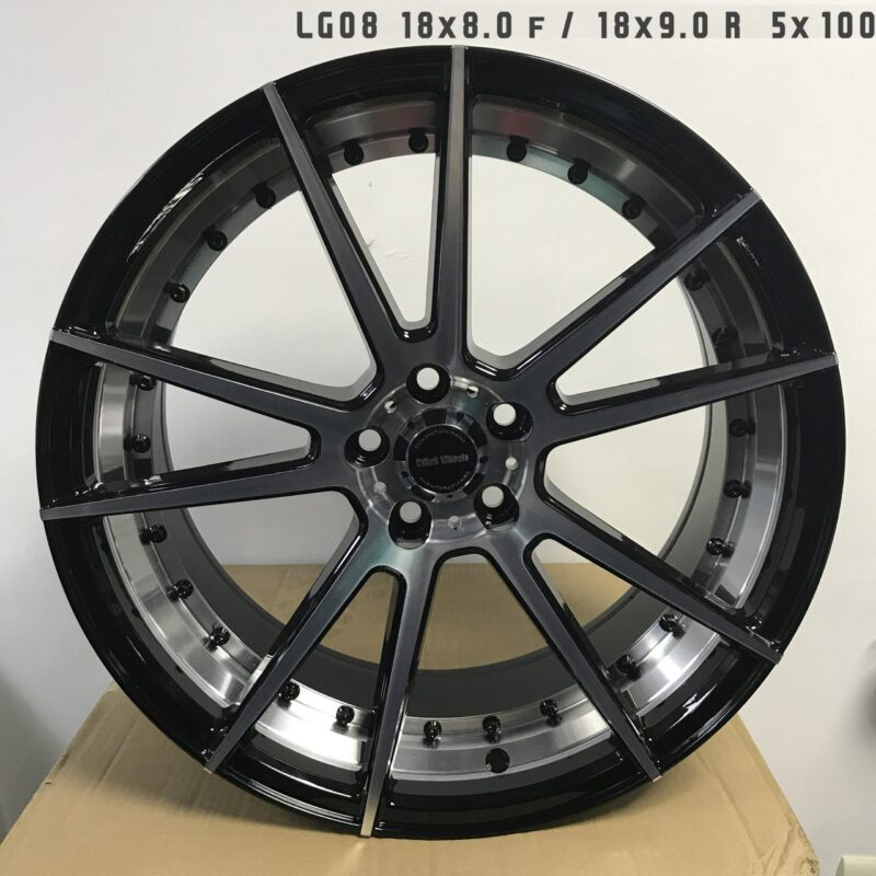 KILLERWHEELS 18X8 +35 Y 18X9 +35 73.1 5X100 BLACK MACHINE FACE UNDERCUT