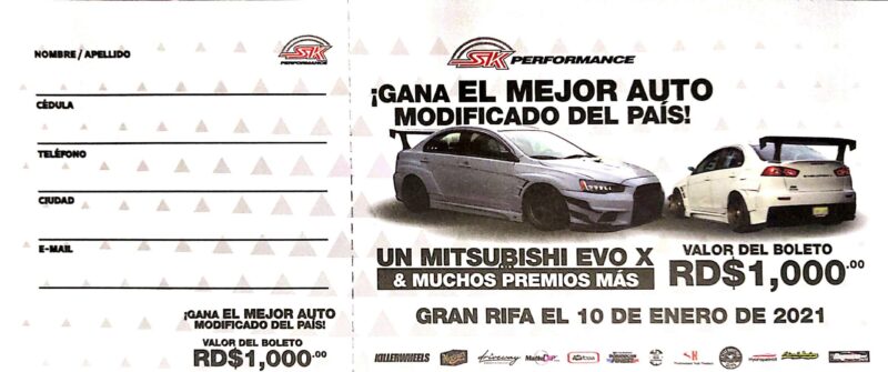 BOLETO SORTEO EVO X
