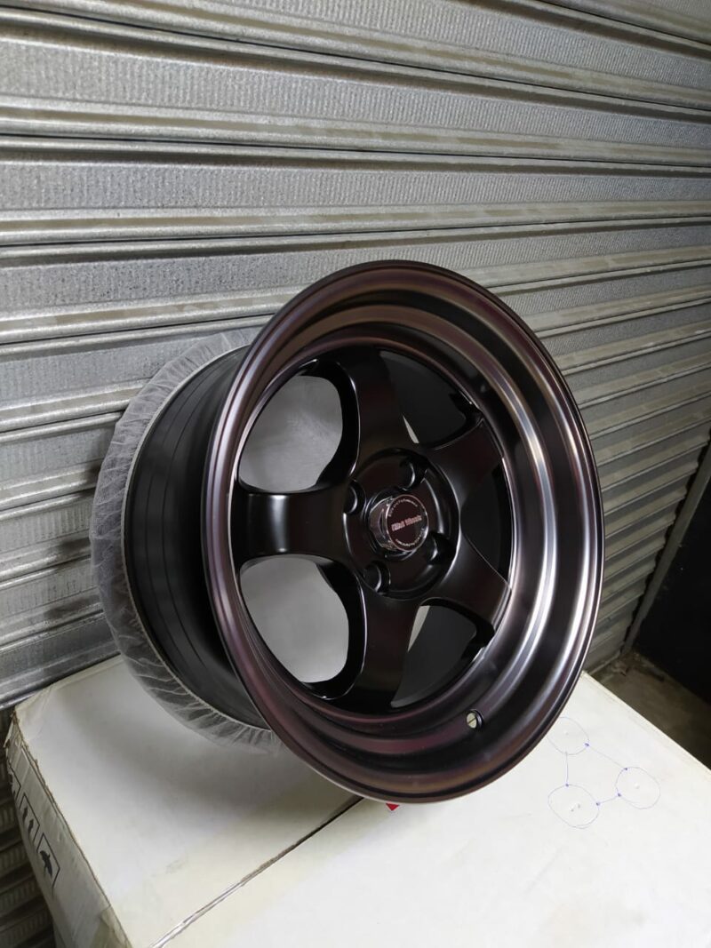 KILLERWHEELS LG31 15X7.5 +15 4X100 73.1 NEGRO MATTE/NEGRO BRILLO LIP - Imagen 2